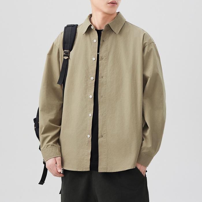 Новая японская ретро весенняя рубашка с длинным рукавом в стиле кэжуал, мужская рубашка из чистого хлопка в американском стиле