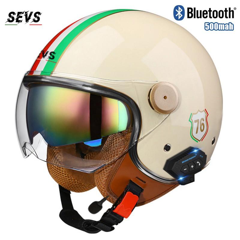 3C DOT Certified Bluetooth Motorcycle Half Helmet Retro Style Men Women All Season