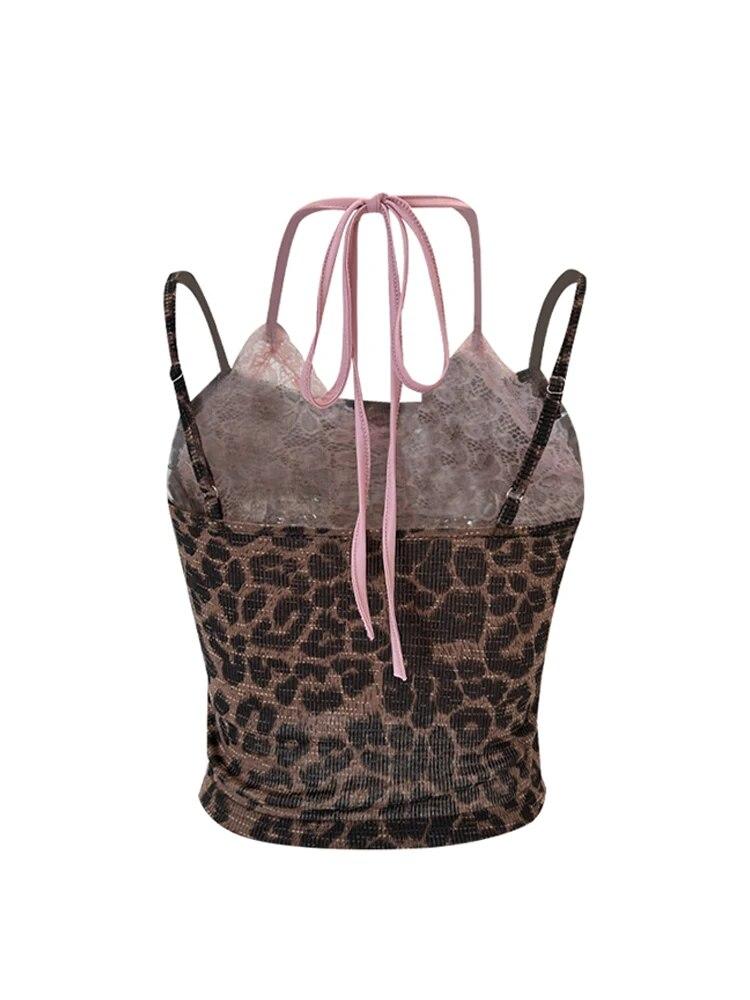 Женский кружевной лоскутный укороченный топ на бретельках, винтажный Y2k, летняя мода, уличная одежда, топ на бретелях, женский сексуальный жилет без рукавов с открытыми плечами