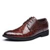 2024 Men's Crocodile Pattern Leather Shoes - Business & Casual, British Korean Style, Large Size, Pointed Toe