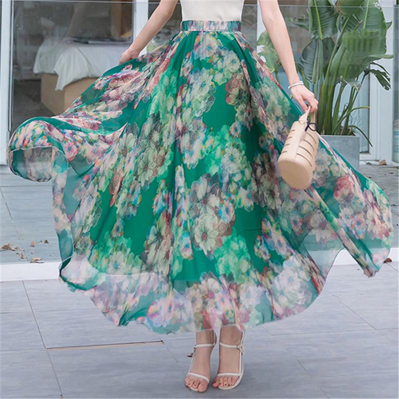 Tooxika Chiffon Skirt, Floral Holiday Style Beach Skirt