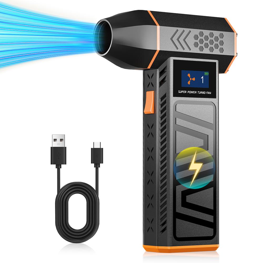 Турбовентилятор Электрический воздуходув 4 регулируемые скорости Обдув автомобиля Снег Очистка Воздуходув Инструменты 130000 об/мин Портативный Зарядка Type-C