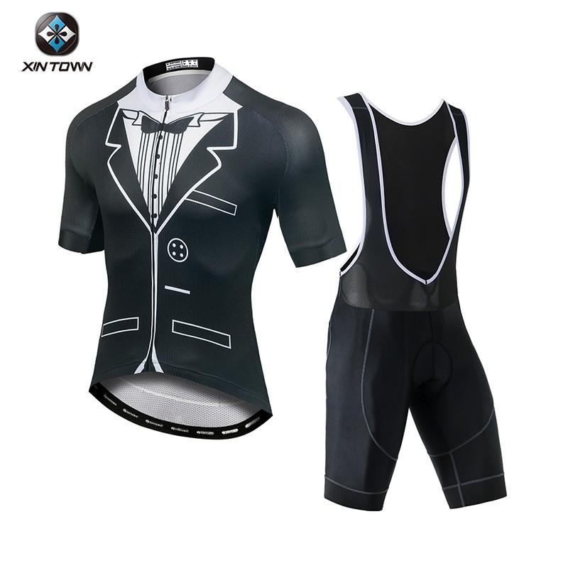 XINTOWN Mens Short Bib Cycling Jersey Quick Dry Moisture Wicking Bike Shirt Wear