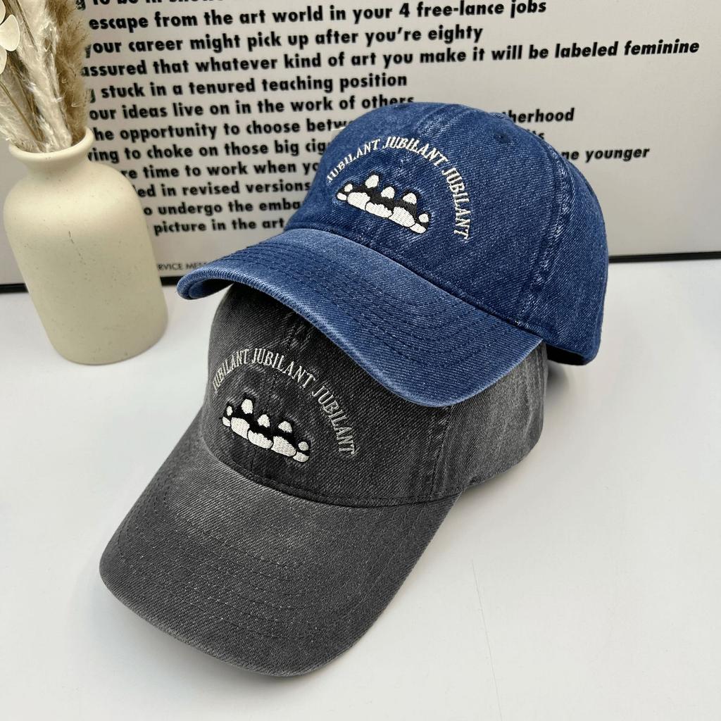 Male and female panda denim baseball cap spring and summer fashion versatile outdoor leisure sports shade cap
