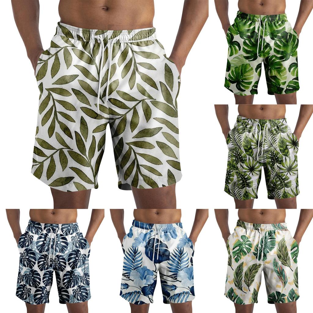 Men's Fashion Printed Strapped Hawaiian Beach Fit Sport Casual Shorts Pants