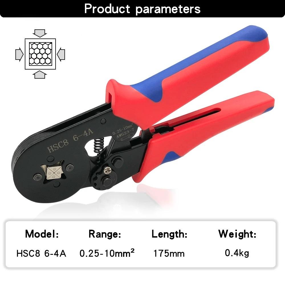 Crimping Pliers HSC8 6-4A 0.25mm²-10mm²/6-6A/16-6 0.08mm²-16mm² Tubular Terminal Ferrule Hand Tools