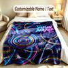 Abstract Geometric Theme Custom Blanket Personalized Name & Text Customized Soft Warm Throw Blanket Home Decor
