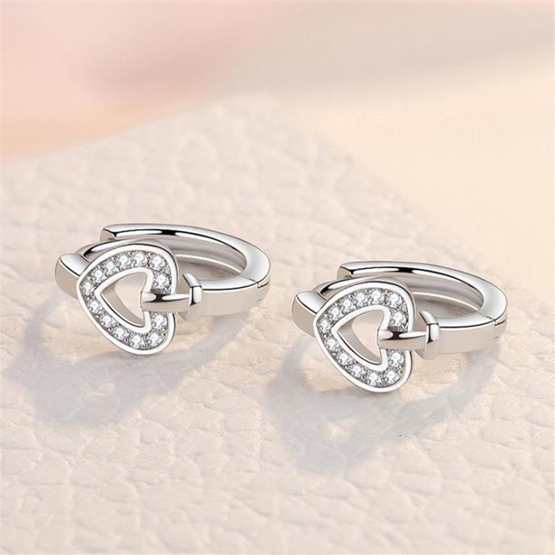 Модные серьги из стерлингового серебра 925 пробы для женщин, ювелирные изделия, подарок, милые обручи с кристаллами в форме сердца, женские серьги с камнями, Анити, аллергия