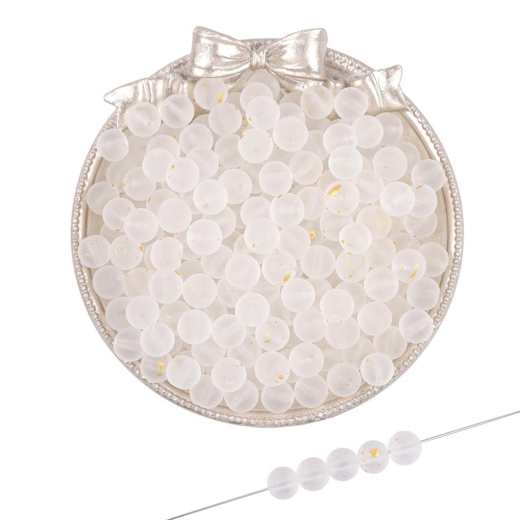 50Pcs 8mm Multicolor Transparent Frosted Glass Loose Beads With Gold Foil For Jewelry Decoration Making DIY Necklace Bracelet Earring