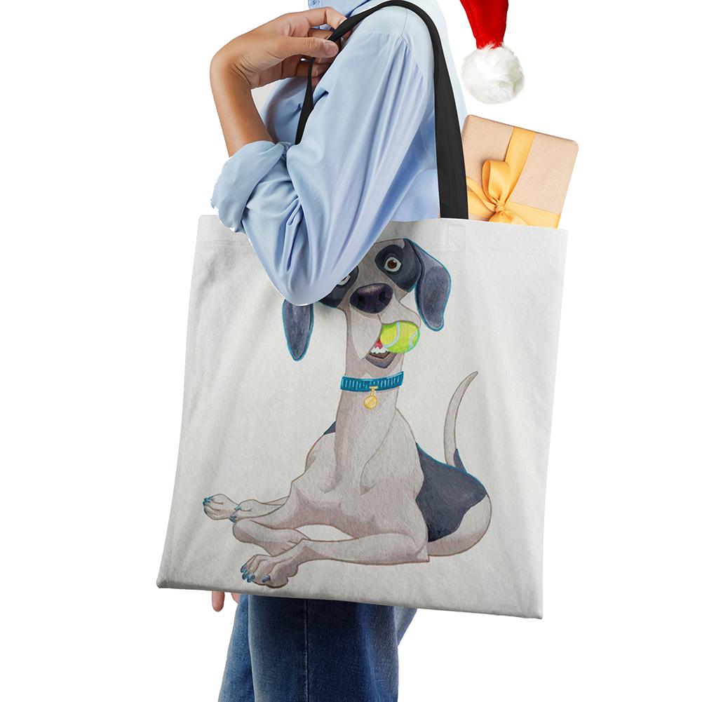 Мультяжная сумка через плечо с собакой, винтажная женская многоразовая холщовая сумка-тоут большой вместимости, повседневная сумка для покупок в стиле Харадзюку, KTY
