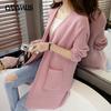 Autumn and Winter Women's Sweater V-neck Women's Knitted Cardigan Loose Outer Long Sweater