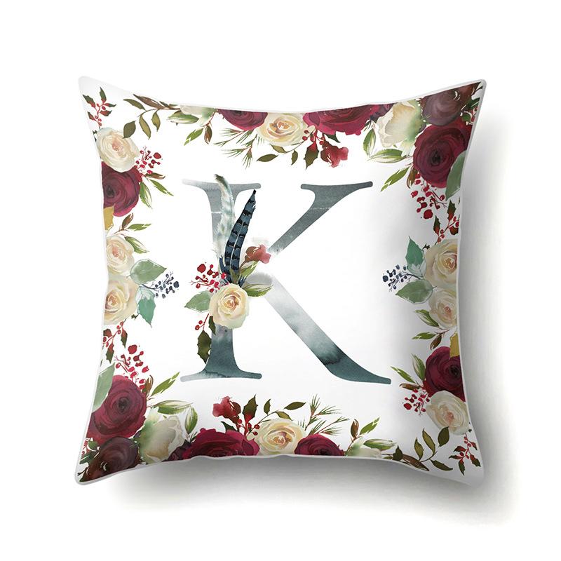 Полиэстеровая наволочка Американский Ретро Цветок Растение 26 Английских Букв Наволочка для Подушки Автомобильная Наволочка