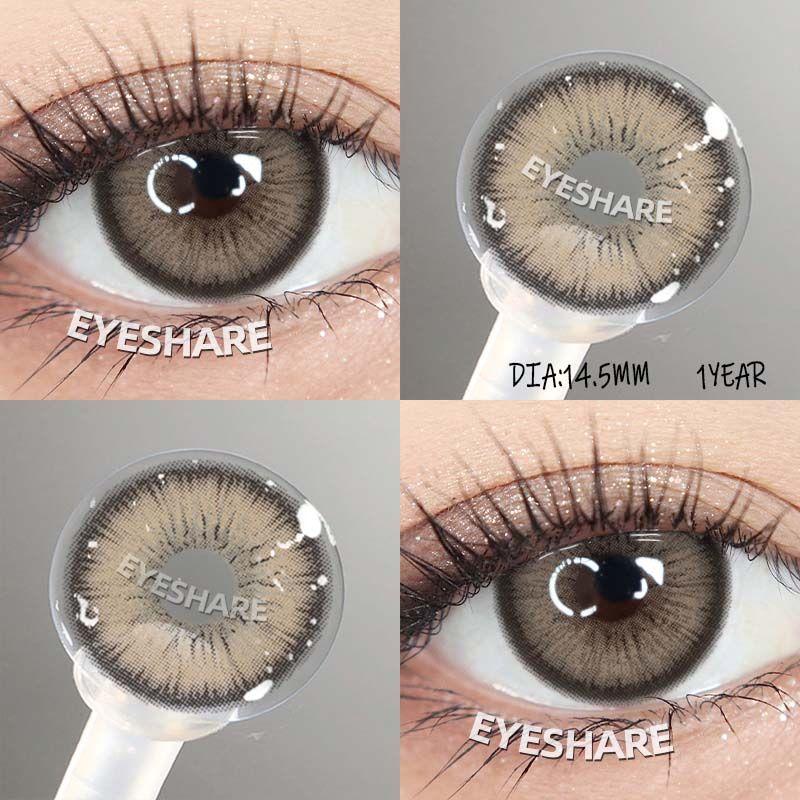 Eyeshare Натуральные цветные контактные линзы, черные очки, цветные, красивые зрачки, зеленый макияж для глаз, косметика, цветные линзы, серые годовые линзы, 2 шт.