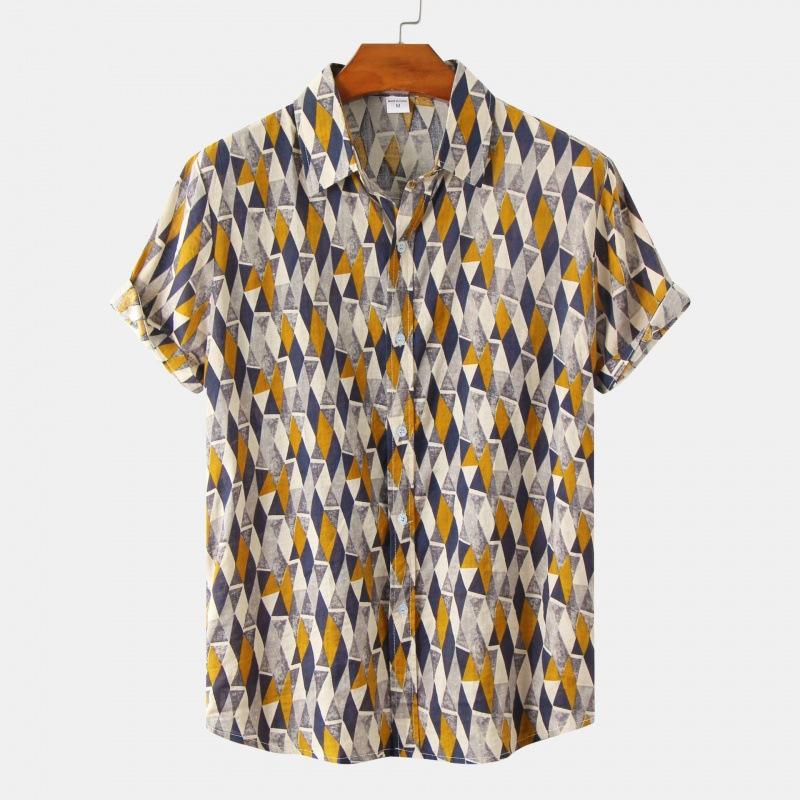 Men's floral short-sleeved shirt, men's youth men's shirt 1116 spring and summer new short-sleeved shirt, men's