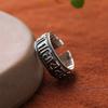 S925 Sterling Silver Mantra Saint Religious Ring Thai Silver Six -Character Mantra Cylinder Opening Adjustable Ring Jewelry