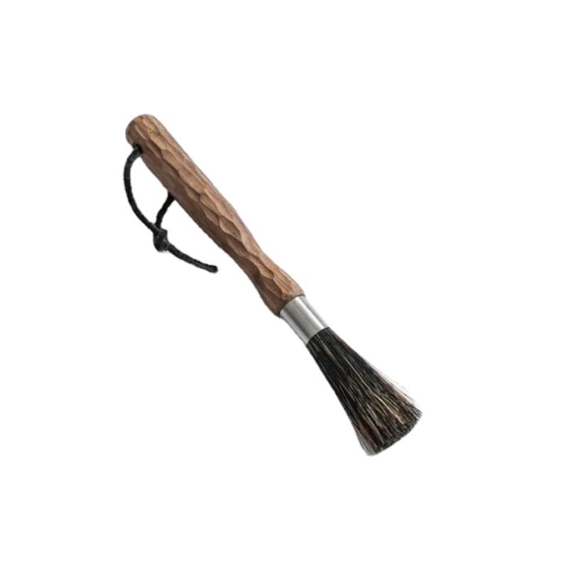 Щетка для чистки кофемашины из черного ореха, бытовая кофемолка, щетка с вырезанной вручную ручкой, высококачественная чистящая щетина