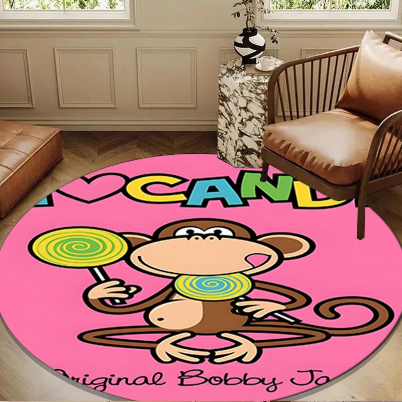 Monkey Blowing Bubble Round Rug for Livingroom,Bedroom, Palyroom, Chair Rug, Area rug, Circle Carpet, Large Size Fan Christmas gift