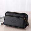 Men's Multifunctional Leather Waist Bag with Zipper, Double Layer, Belt Loop, and Card Holder for 6"/6.5" Phones.