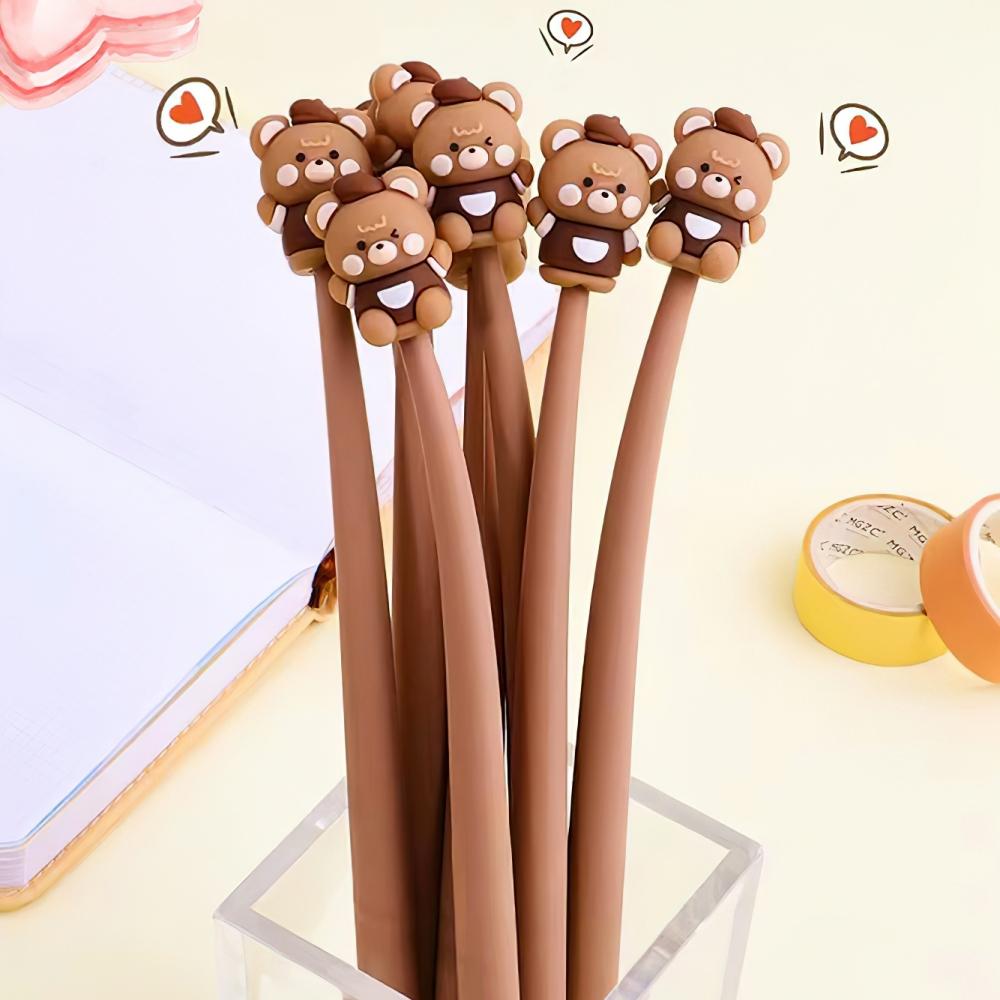 1pcs Coffee Bear Shake Gel Pen 0.5mm Ballpoint Black Color Ink for Writing Office School Supplies