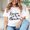 Spanish Bridal Wedding Engagement Party Shirts Rainbow Graphic Tees, Team Bride Squad Blouses Girl Bachelorette Hen Party Tops