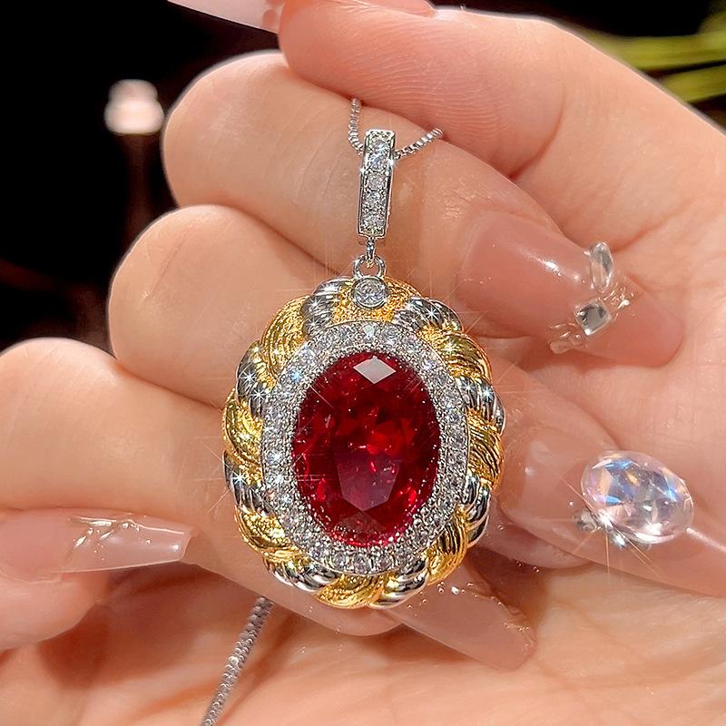 Ювелирные изделия Имитация Красный Корунд Синяя Шпинель Ювелирные изделия Ретро Матовый Комплект 12 * 16-10 * 12