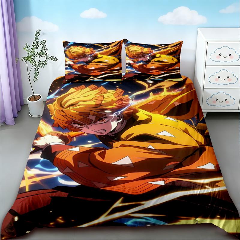 Duvet Cover Demon Slayer Kimetsu No Yaiba Kamado Nezuko Anime Polyester Bedding Set Duvet Cover Set Printed Cartoon Home Decor