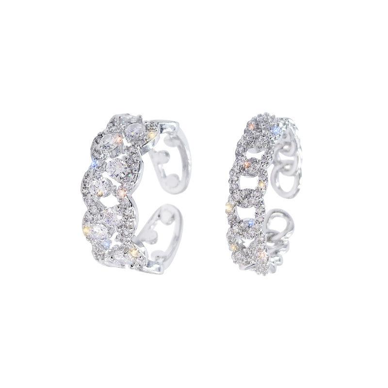 Модные модели в стиле легкой роскоши, инкрустированное открытое кольцо, нишевый дизайн, персонализированное женское кольцо на палец, аксессуары, повседневное, изящное, минималистичное кольцо