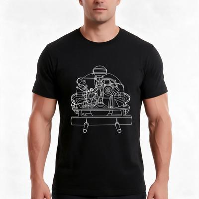 Aircooled Engine Bugbus Stock Tshirt Summer Casual Cotton Tee Oversized Streetwear Tops Vintage Graphic Print 100 Cotton