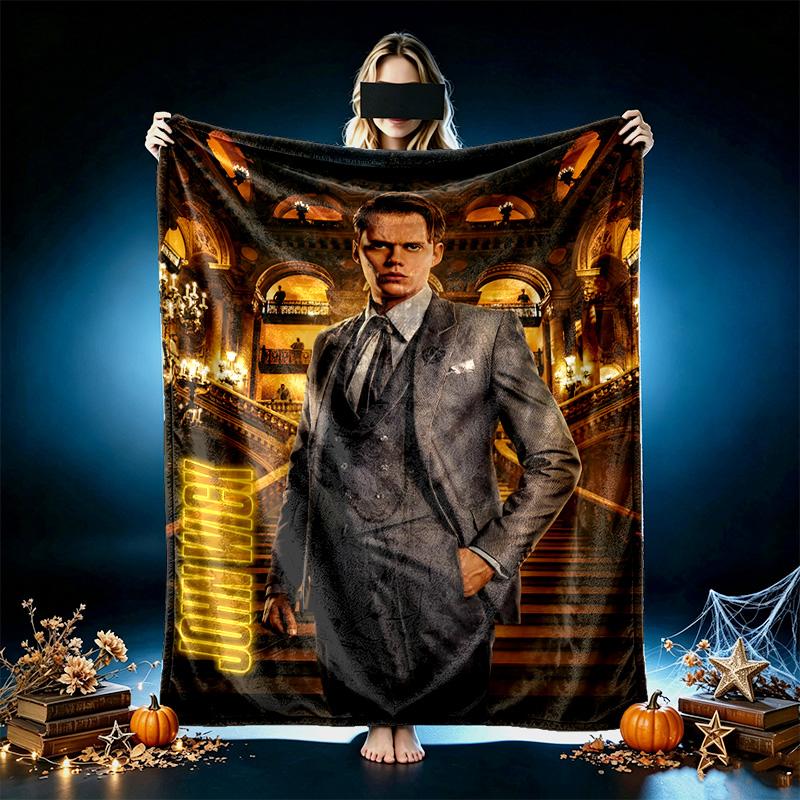 1pc Man Suit Portrait Art Blanket, Cozy Valentine's Day Blanket, Multi-functional Nap Blanket Available Throughout the Four Seasons