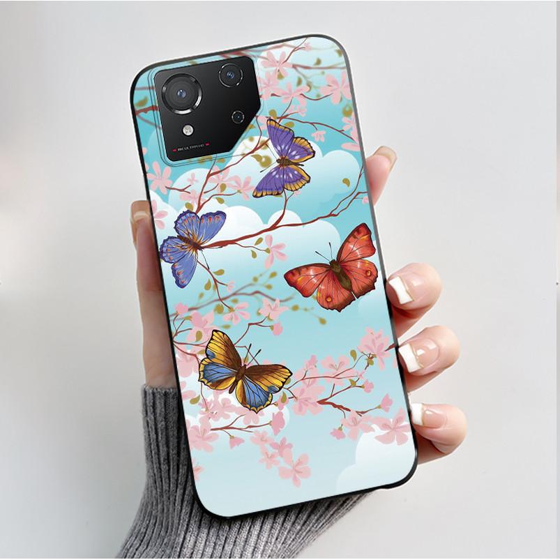 Чехол для ASUS ROG Phone 8 Чехол для ROG Phone 8 Pro Capa Мягкий Силикон Черный Корпус Чехлы для Телефона с Милым Цветочным Мультяшным Принтом