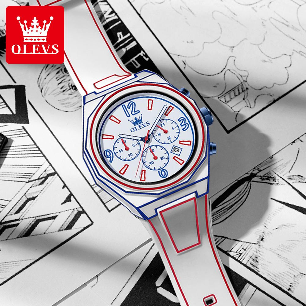 OLEVS Brand Watch Popular Silicone Multi-functional Comic Style Quartz Waterproof Men's Watch for Men 5622