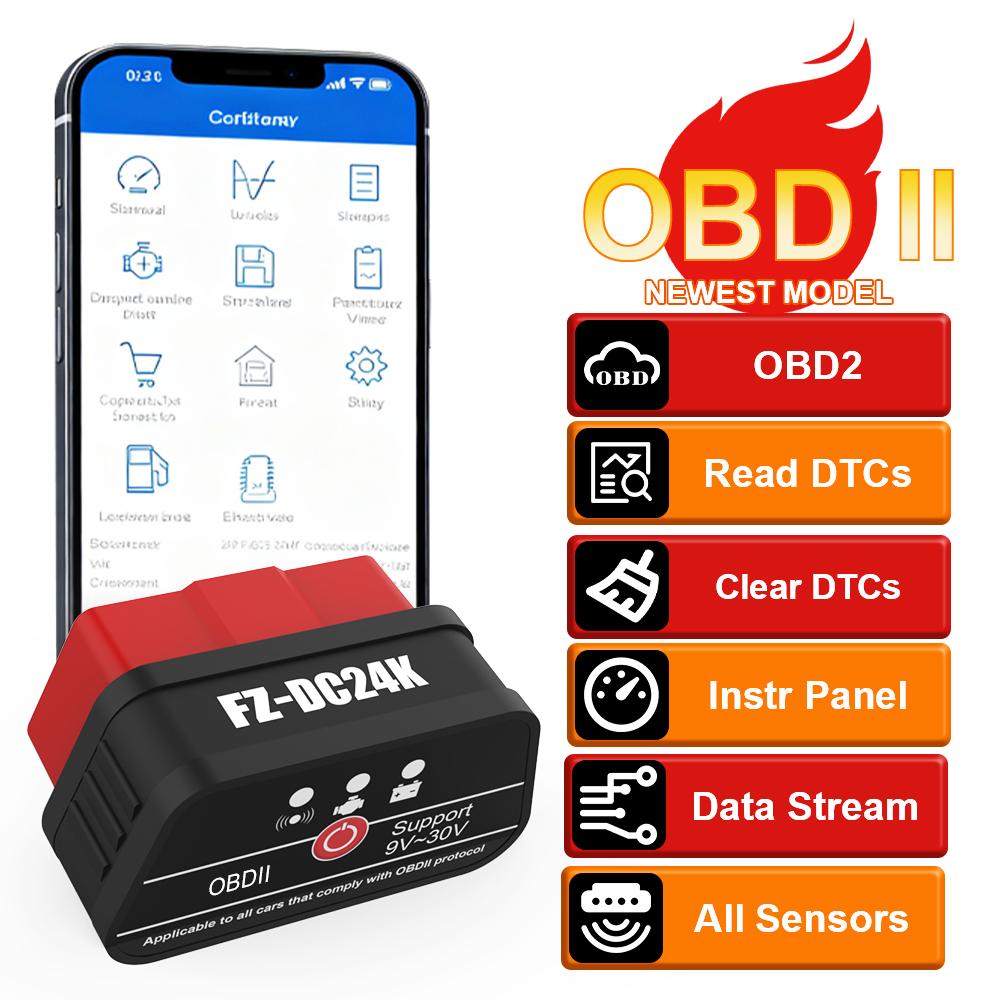 Умный диагностический инструмент для автомобиля OBD2 AM2 Считыватель кодов Bluetooth Автомобильный OBD II сканер Для IOS Android Чтение и удаление кодов неисправностей Многофункциональный