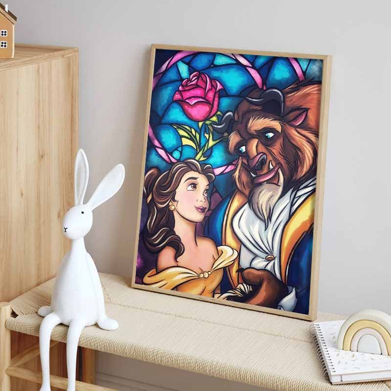 Disney Алмазная мозаика Красавица и Чудовище Витраж Милый DIY Мозаика из страз Набор для вышивания крестиком Вышивка Подарок Декор для дома