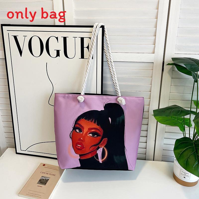 Canvas Tote Bag For Women With Creative Print And Spliced Design For Casual Travel