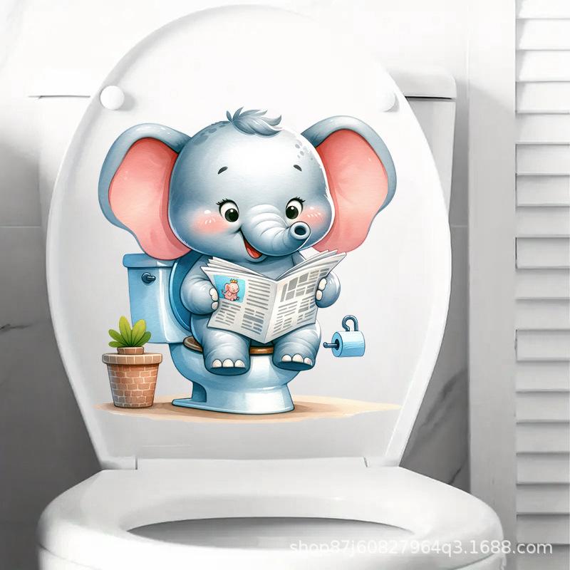 Забавные животные ПВХ наклейки на сиденье унитаза Обезьяна Зебра Жираф Декали Водонепроницаемый декор для стен и дверей ванной комнаты Креативные съемные наклейки