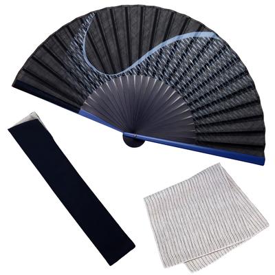 Набор вееров с веером Sakana Grade Blue [Osaka Choseido], мужской, модный, деловой, сумка, держатель, носовой платок,