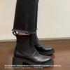 Мытая коровья кожа~ Эластичные облегающие ботинки Ботинки челси на платформе Британский высокий каблук Ботинки мартин Толстый каблук Короткие ботинки Женские