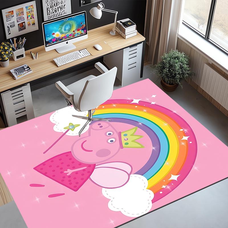 Peppa Pig Pattern Rug, Indoor/Outdoor Mat, for Picnic, Gameroom, Bedroom, Office, Living Room, Home Decor Carpet, Birthday Gift