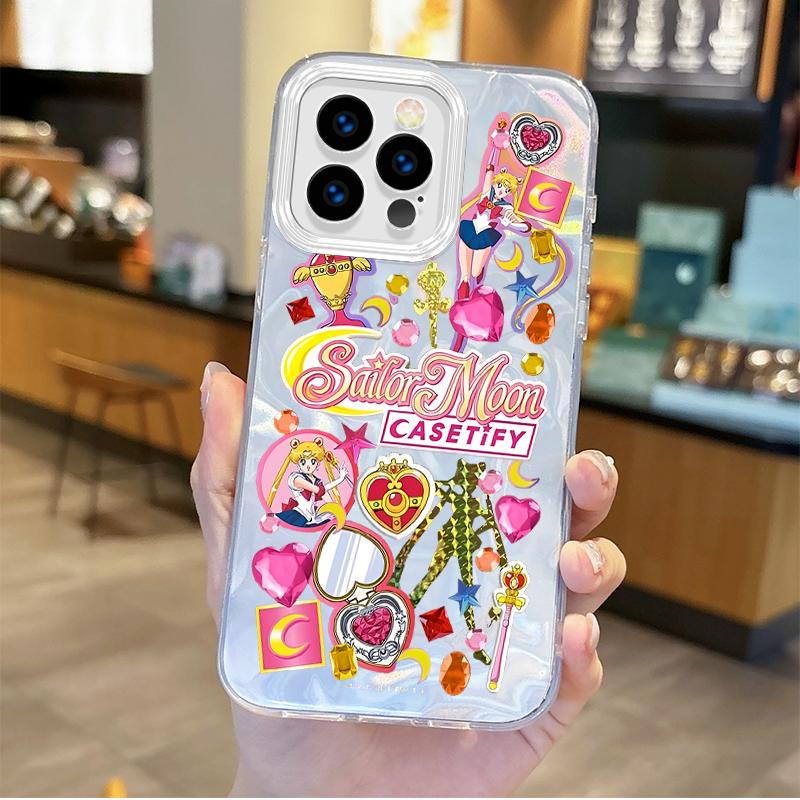 Милый Чехол-Градієнт для Телефона Sailor Moons Аніме для iPhone 16 15 14 13 12 11 8 7 6 Pro Max Plus XS XR Жесткие Ударопрочные Задние Крышки