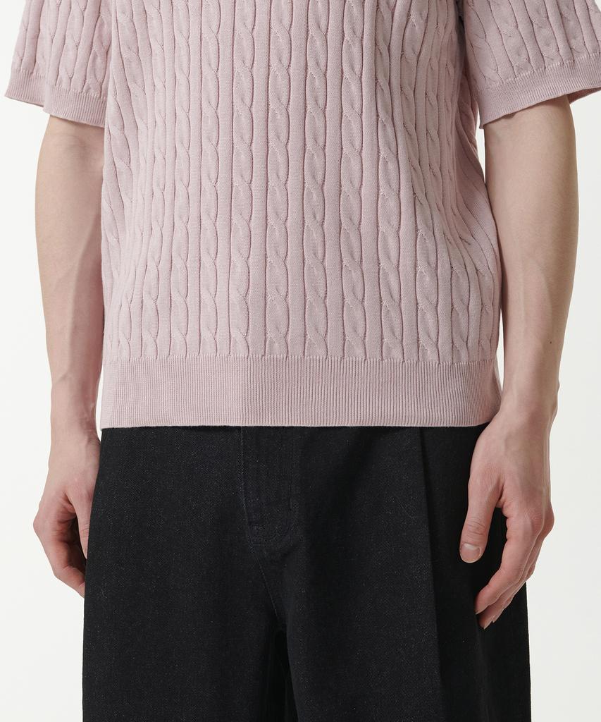 MUSINSA STANDARD Cable Knitted Polo Shirt [Desert Pink]