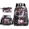 New Schoolbag Animation Three-piece Set Heat Transfer Schoolbag Small Shoulder Pencil Bag Primary and Secondary School Students Backpack