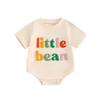 Baby Girls Boys Rompers Fuzzy Letter Embroidery Crew Neck Short Sleeve Infant Bodysuits Summer Clothes Jumpsuits