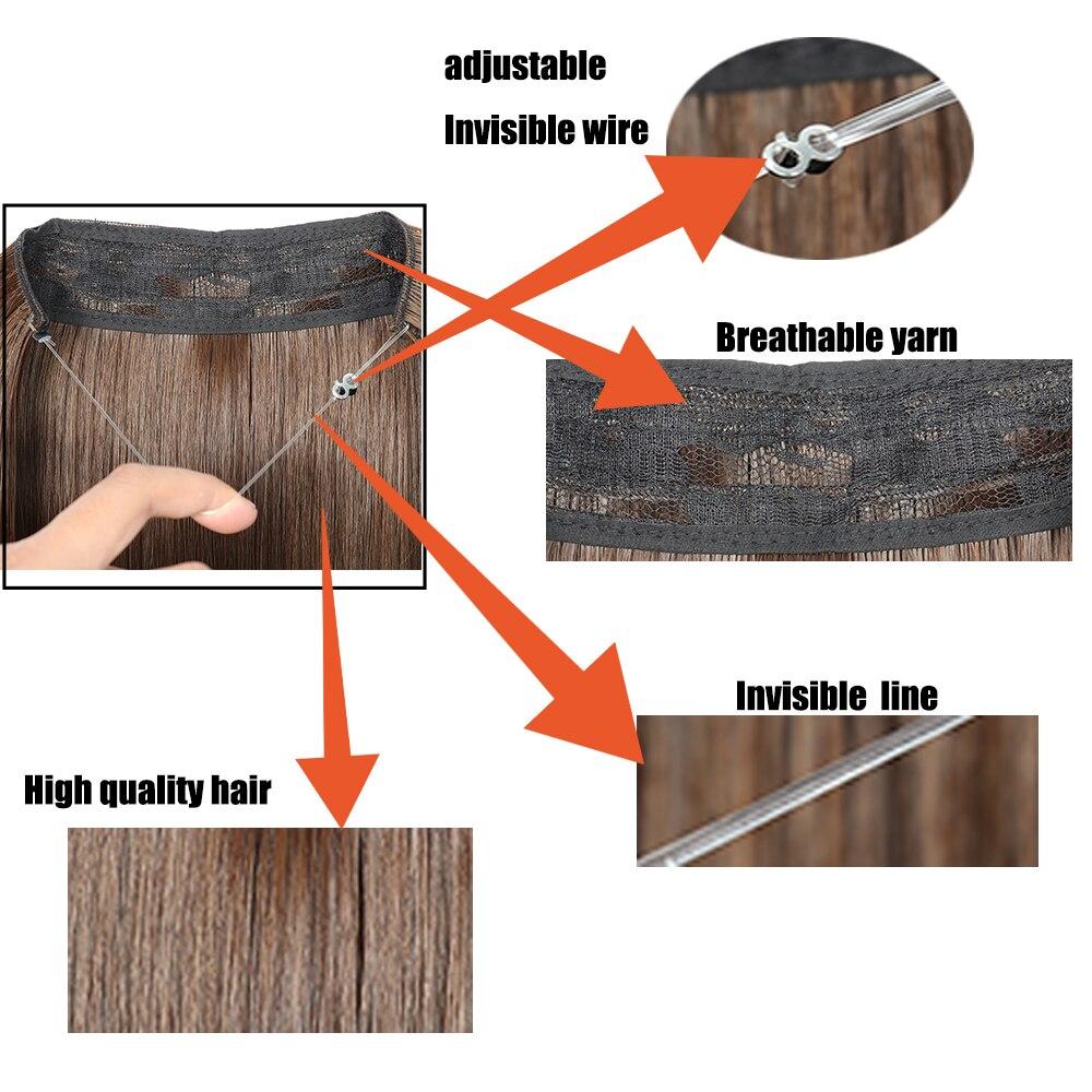 XINRAN 22-дюймовые модные женские волосы для наращивания, устойчивые к высоким температурам, синтетические волны, длинные волосы без клипс, невидимый парик для лески