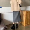 Женские юбки Осень и зима без разрезов Трикотажные юбки средней длины с высокой талией Тонкая юбка трапециевидной формы