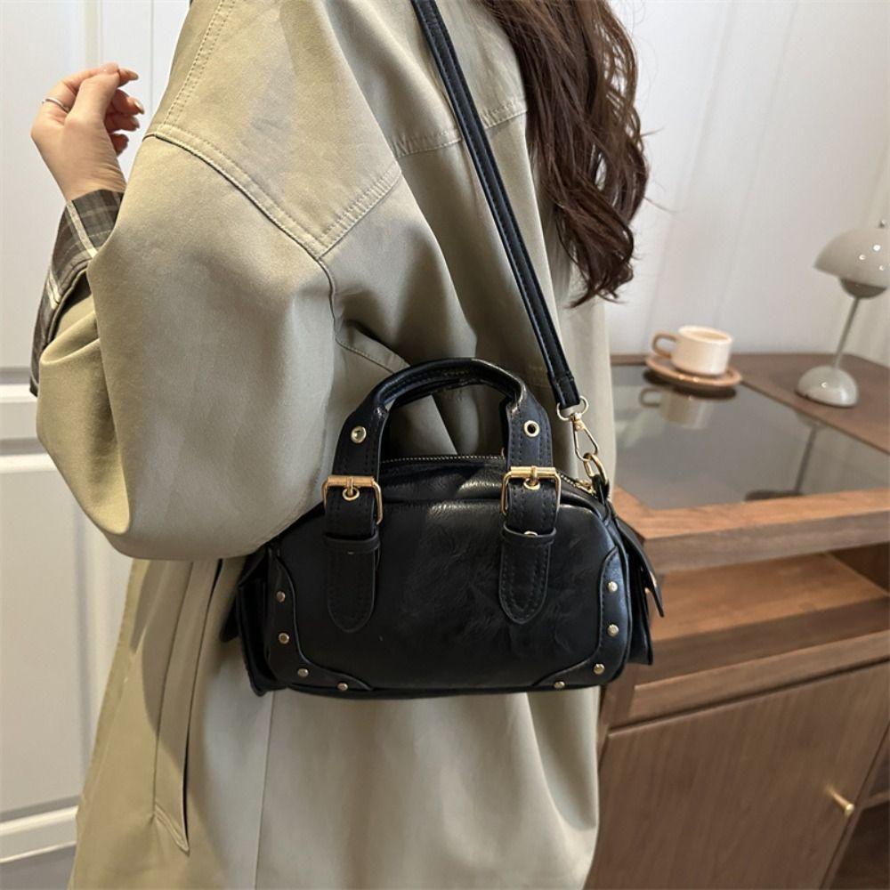 Pu Leather Vintage Underarm Bag Spicy Girl Locomotive Pack Punk Armpit Bag Girls