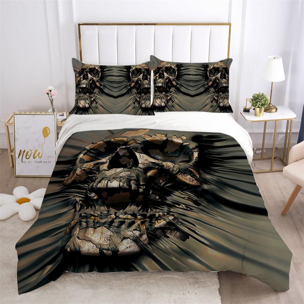 3D Skull Printing Bed Cover King Size Polyester Bed Clothes Design Soft High Ranking Home Bedclothes