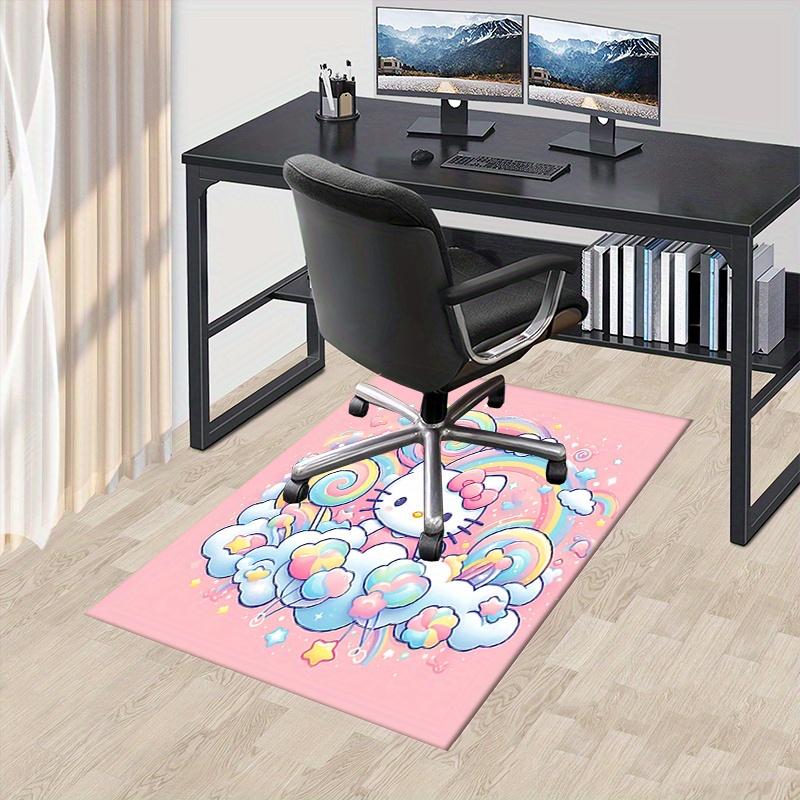 Office Rug Hello Kitty, Rainbow Anti-Slip Rug, Machine Washable for Living Room, Bedroom, Office, Multiple Sizes, Bedroom Mat, Decorative Mat, Durable