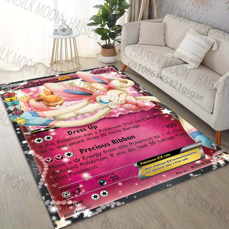 17 Styles Pokémon Sylveon Cards Printing Carpet for Living Room Bedroom Kid's Room Home Decor Area Rug Sofa Cloakroom Play Mat