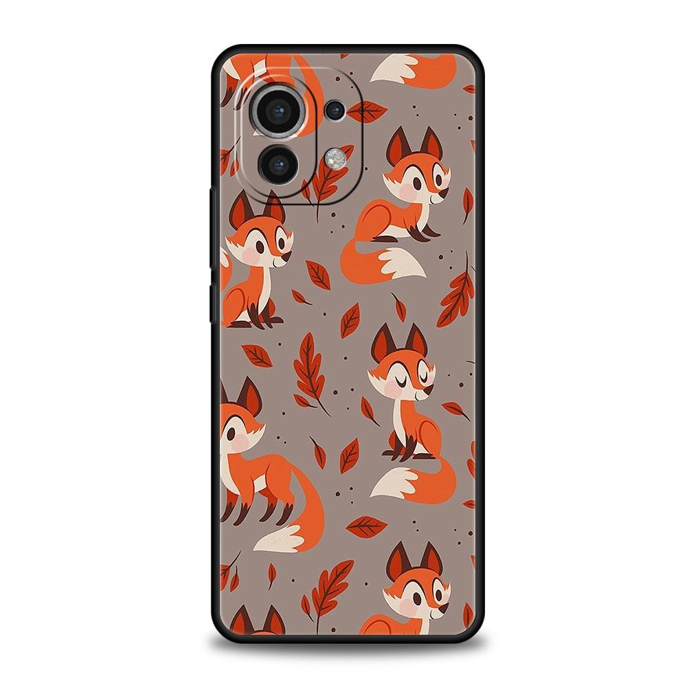 Милый Мультяшный Животный Лис Чехол для Телефона Для Xiaomi Poco X3 NFC M3 M4 F4 X4 Pro 5G F3 GT Mi 12 11T 10 9T 10T Lite 11 Ultra Черный Чехол