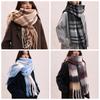 Mohair Plaid Wool Scarf Plush Long Shawl Fashion Winter Cashmere Scarves  Autumn Winter